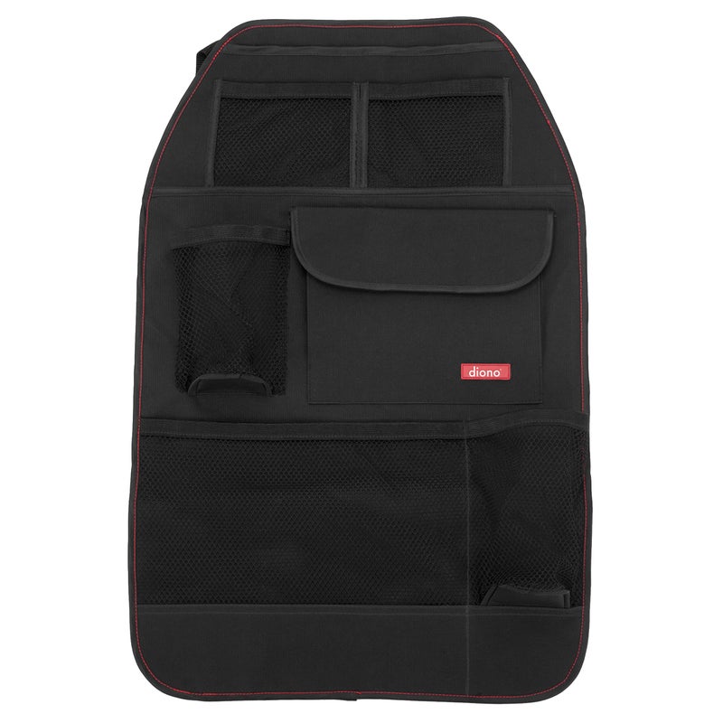 Diono Stow 'n Go Car Back Seat Organizer for Kids, Kick Mat Back Seat Protector, with 7 Storage Pockets, 2 Drinks Holders, Water Resistant, Durable Material, Black , 18x10x9 Inch (Pack of 1) - Image 1