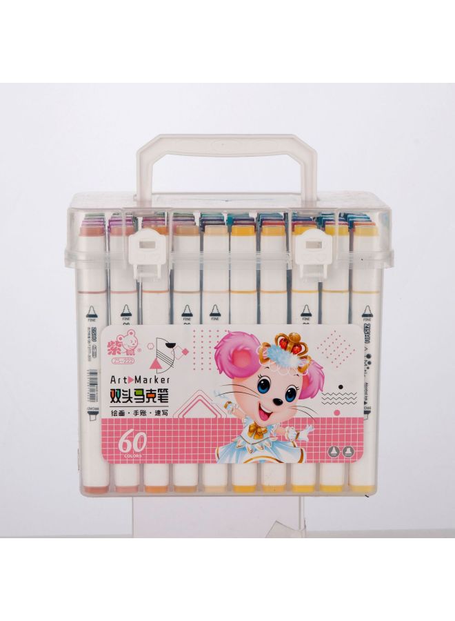 HELPS مجموعة أقلام ماركر مزدوجة الطرف متعددة الألوان قلم خطاف طلابي قلم مائي مرسوم يدويًا في علبة فرشاة طلاء للأطفال - Image 1