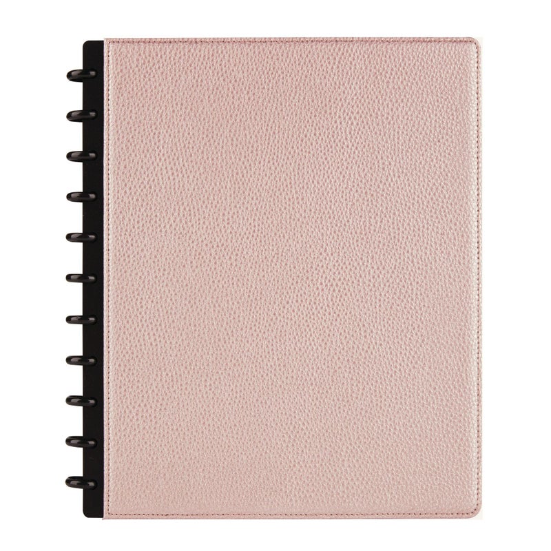 TULÂ® Discbound Notebook With Pebbled Leather Cover, Letter Size, Narrow Ruled, 60 Sheets, Rose Gold - Image 1