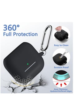 SZOXST AirPods 4 Case Cover with Keychain Full Body Protective Shockproof Cute Soft Silicone Compatible with Airpods 4th Generation 2024 Case for Women Men Front LED Visible Black  - Image 3