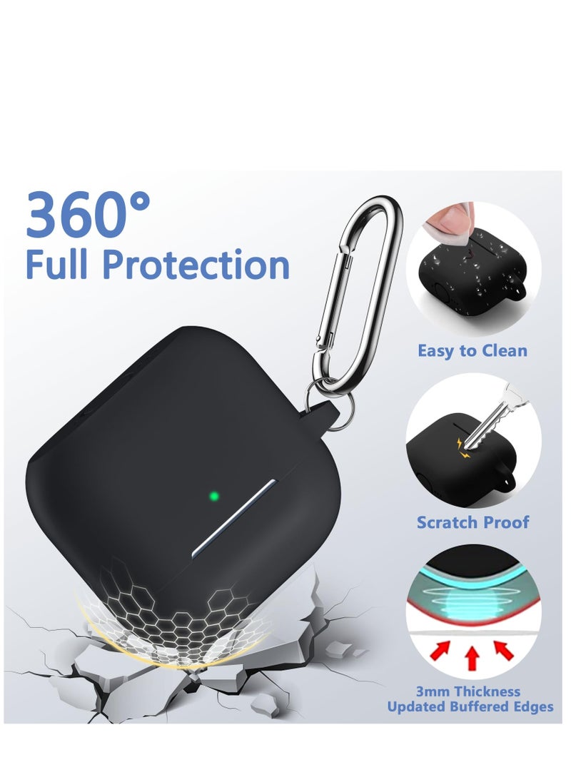 سزوكست غطاء حافظة AirPoغطاء حافظة AirPods 4 AirPods 4 مع سلسلة مفاتيح واقية لكامل الجسم مقاومة للصدمات من السيليكون الناعم اللطيف متوافق مع غطاء AirPods الجيل الرابع 2024 للنساء والرجال LED أمامي مرئي أسودds 4 مع سلسلة مفاتيح حماية كاملة للجسم من السيليكون الناعم اللطيف المقاوم للصدمات متوافق مع غطاء AirPods الجيل الرابع للنساء والرجال LED أمامي مرئي أسود  - Image 3