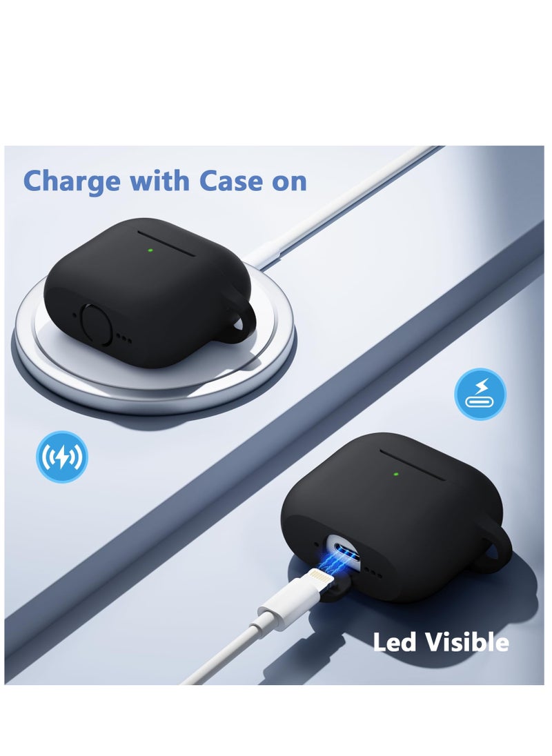 سزوكست - غطاء حافظة AirPoغطاء حافظة AirPods 4 AirPods 4 مع سلسلة مفاتيح واقية لكامل الجسم مقاومة للصدمات من السيليكون الناعم اللطيف متوافق مع غطاء AirPods الجيل الرابع 2024 للنساء والرجال LED أمامي مرئي أسودds 4 مع سلسلة مفاتيح حماية كاملة للجسم من السيليكون الناعم اللطيف المقاوم للصدمات متوافق مع غطاء AirPods الجيل الرابع للنساء والرجال LED أمامي مرئي أسود - Image 1