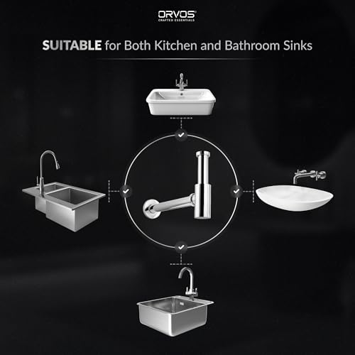 Orvos Bottle Trap, Brass Body with Stainless Steel Pipes, Heavy Duty Rounded, for Sinks and Wash Basins - Image 4