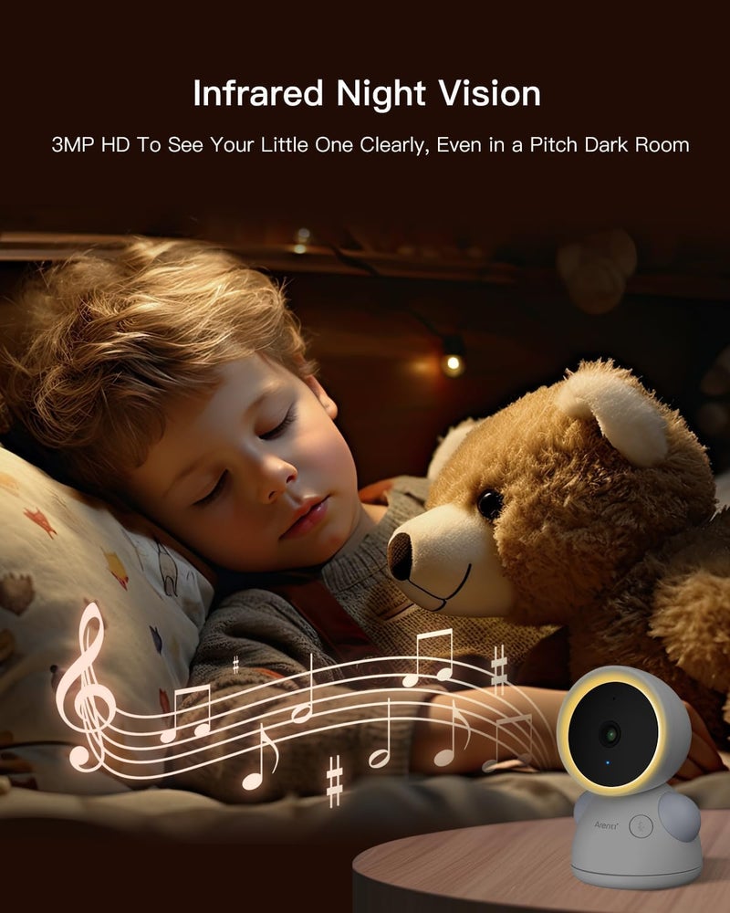 ARENTI Baby Camera Monitor 2K3MP WiFi 6 5inch Wireless Display Smartphone App Super Night Vision Crying Detection Auto Tracking TempHumidity Sensor CloudSD Card Storage D3 Kit - Image 2