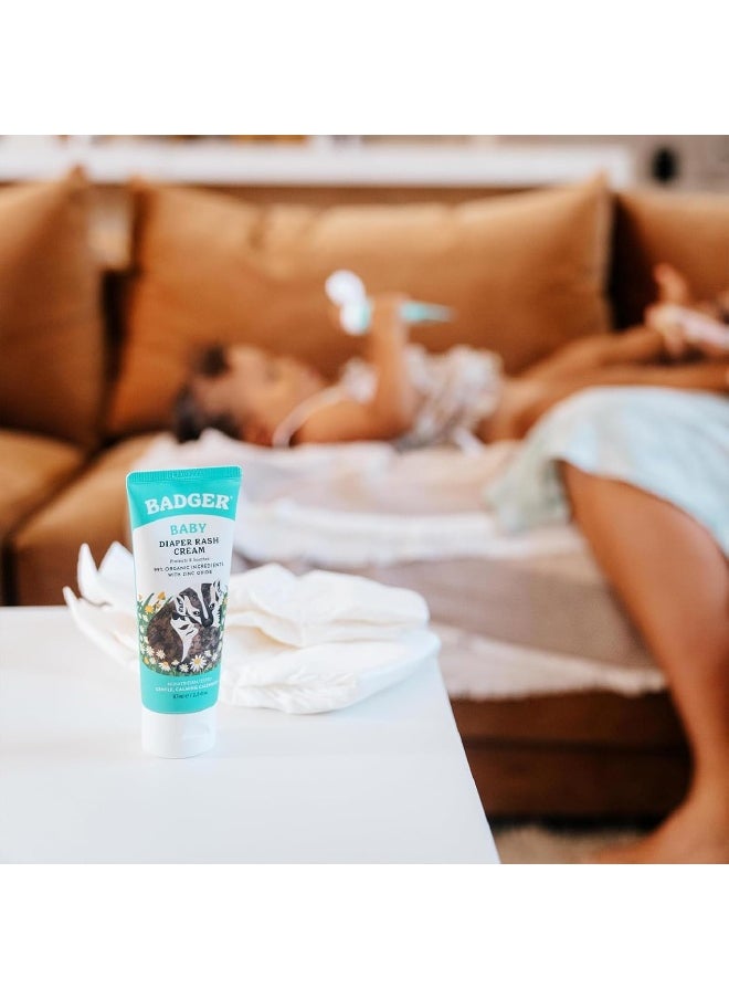Badger Badger Organic Diaper Rash Cream for Baby, Zinc Oxide Ointment Soothing Calendula Cream, Baby Diaper Care Barrier Cream, Zinc Oxide Cream for Sensitive Baby Skin, 2.9 fl oz (2 Pack)  - Image 5