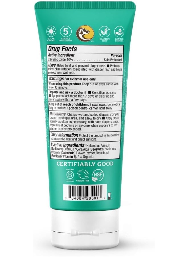 Badger Badger Organic Diaper Rash Cream for Baby, Zinc Oxide Ointment Soothing Calendula Cream, Baby Diaper Care Barrier Cream, Zinc Oxide Cream for Sensitive Baby Skin, 2.9 fl oz (2 Pack)  - Image 2