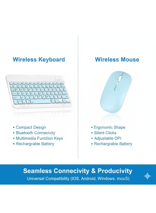 Rechargeable Wireless Keyboard and Mouse Combo - Ultra-Slim Bluetooth Keyboard & Mouse Set, Portable, Silent Typing & Universal Compact Design for Windows, Mac & Tablet - Image 2