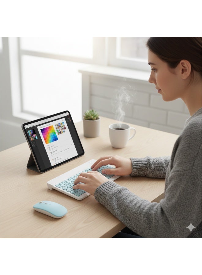 Rechargeable Wireless Keyboard and Mouse Combo - Ultra-Slim Bluetooth Keyboard & Mouse Set, Portable, Silent Typing & Universal Compact Design for Windows, Mac & Tablet - Image 4