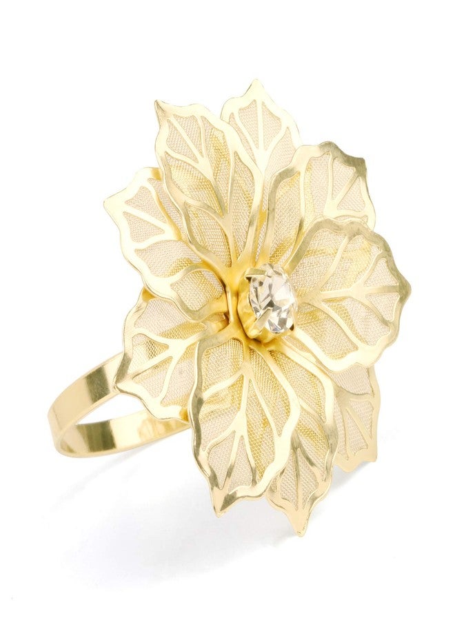 Picowe Set of 12 Alloy Napkin Rings with Hollow Out Flower Napkin Ring Holders for Wedding Party Holiday Banquet Christmas Dinner Delicate Serviette Buckles Decor Favor (Gold) - Image 1