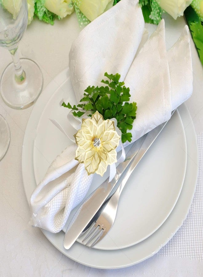 Picowe Set of 12 Alloy Napkin Rings with Hollow Out Flower Napkin Ring Holders for Wedding Party Holiday Banquet Christmas Dinner Delicate Serviette Buckles Decor Favor (Gold) - Image 4