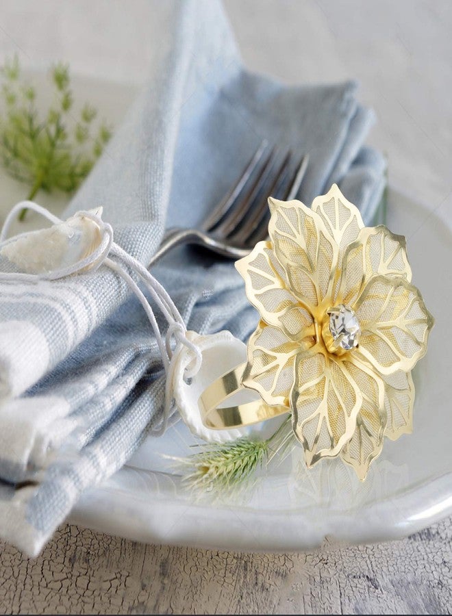 Picowe Set of 12 Alloy Napkin Rings with Hollow Out Flower Napkin Ring Holders for Wedding Party Holiday Banquet Christmas Dinner Delicate Serviette Buckles Decor Favor (Gold) - Image 5