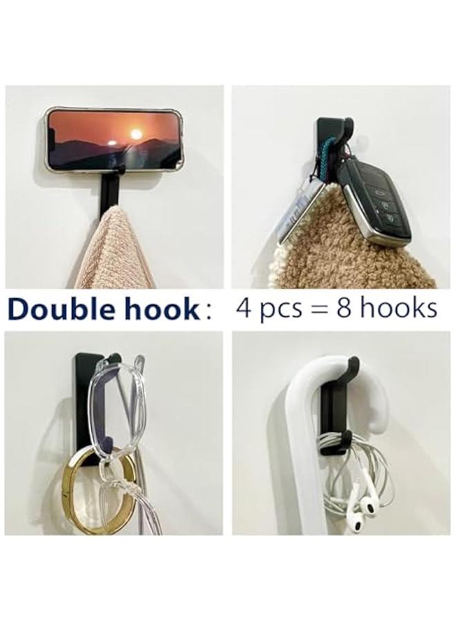 Wall Hooks for Coat and Towel: 13LB Adhesive Door Hanger Stick on, Black 4 Pack - Image 3