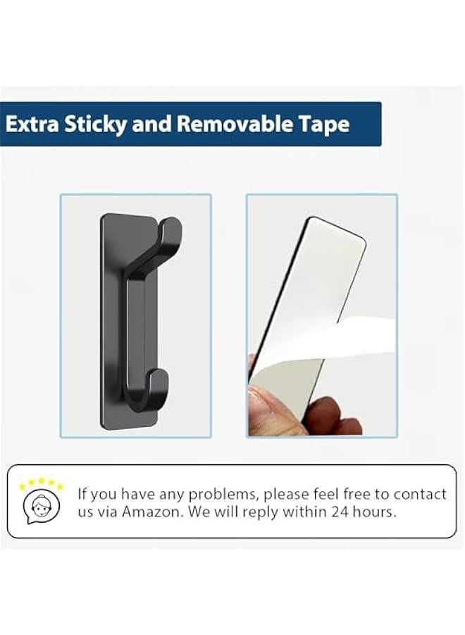 Wall Hooks for Coat and Towel: 13LB Adhesive Door Hanger Stick on, Black 4 Pack - Image 5