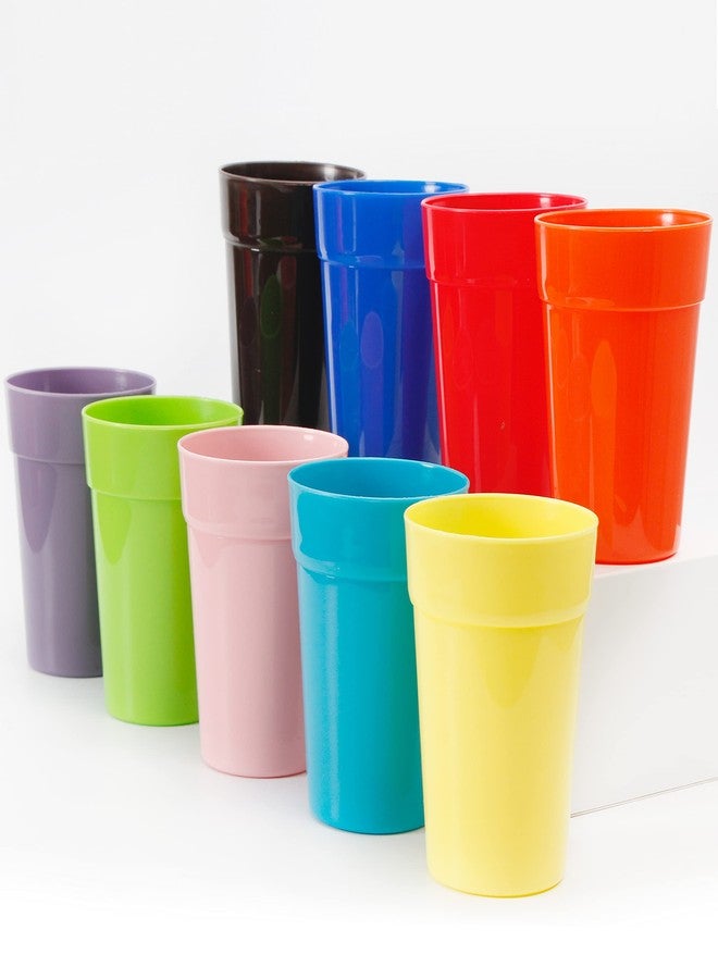 Youngever 18 Pack 12 Ounce Plastic Kids Juice Tumblers, Unbreakable Drinking Glasses, Plastic Cups, Reusable | Stackable | NO BPA | Top-rack Dishwasher Safe (Rainbow Colors) - Image 1
