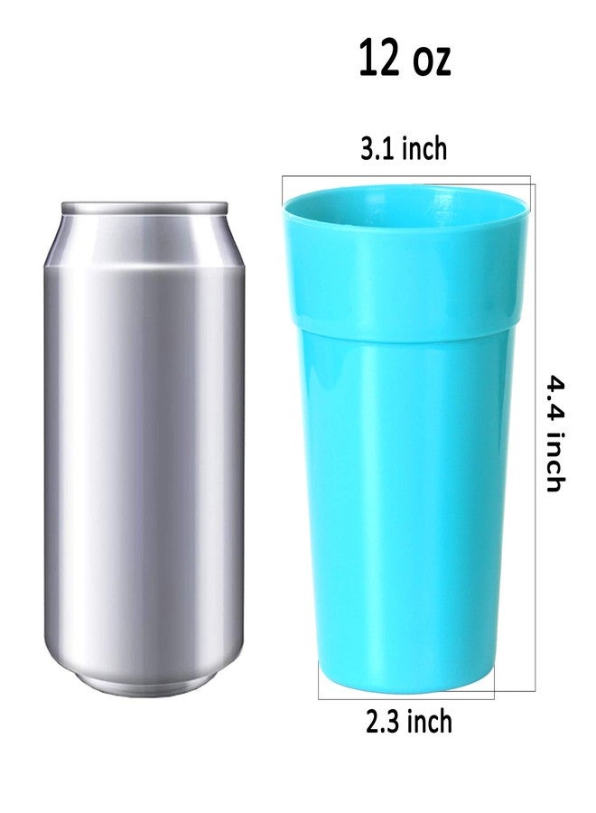 Youngever 18 Pack 12 Ounce Plastic Kids Juice Tumblers, Unbreakable Drinking Glasses, Plastic Cups, Reusable | Stackable | NO BPA | Top-rack Dishwasher Safe (Rainbow Colors) - Image 2