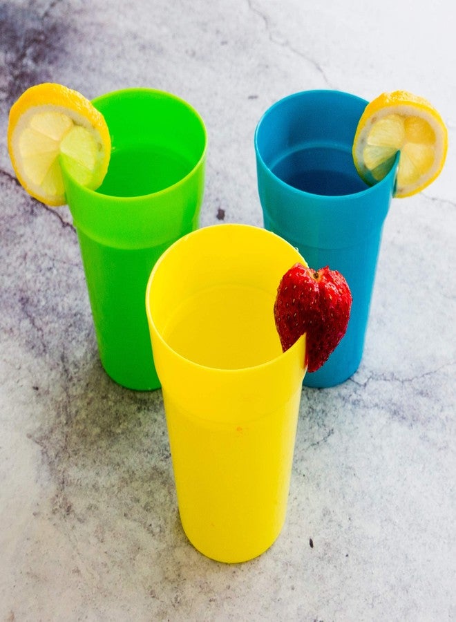 Youngever 18 Pack 12 Ounce Plastic Kids Juice Tumblers, Unbreakable Drinking Glasses, Plastic Cups, Reusable | Stackable | NO BPA | Top-rack Dishwasher Safe (Rainbow Colors) - Image 4