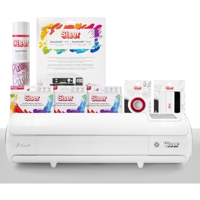 JULIET SUBLI PACK - EASYSUBLI THERMOVINYL PROFESSIONAL CUTTING PLOTTER, SUBLI, GLITTER VINYL PLOTTER, HEAT SETTING TAPE, INCLUDES ACCESSORIES - Image 1