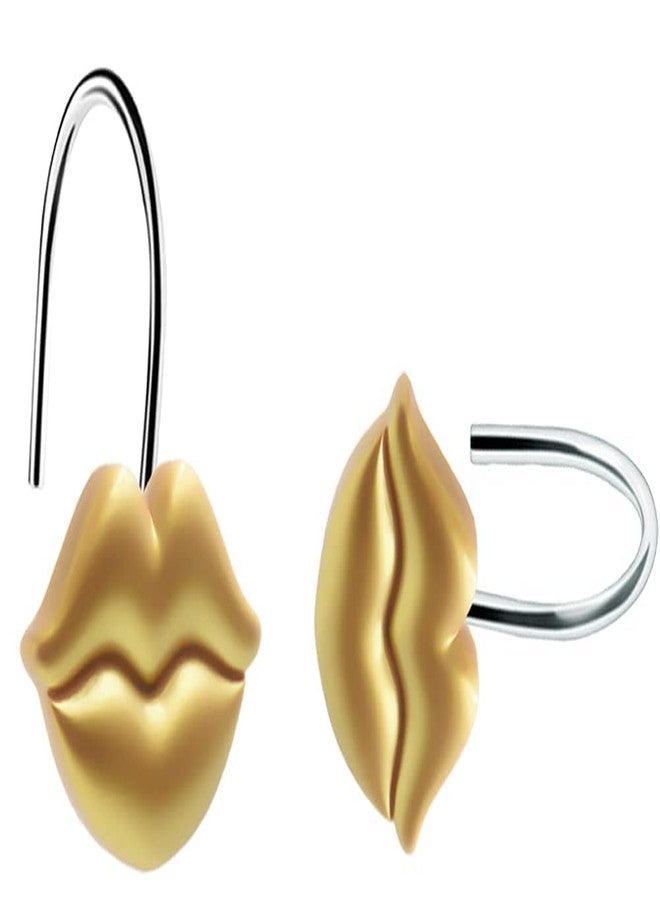 CandyGrid Gold Shower Curtain Hooks Rings, Shower Hooks for Shower Curtain Set of 12, Rustproof Metal Shower Rings for Bathroom (Gold Lips) - Image 4