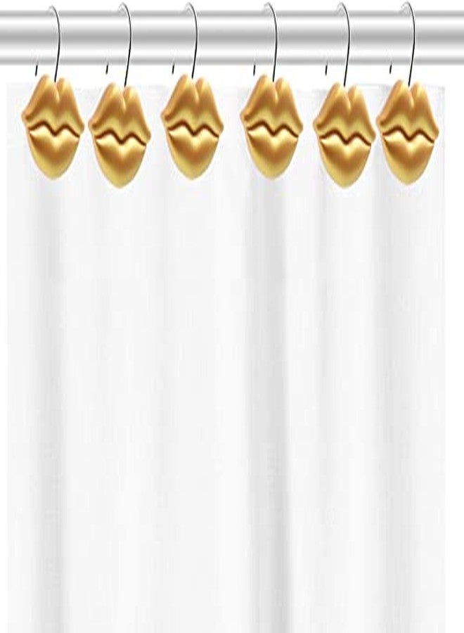 CandyGrid Gold Shower Curtain Hooks Rings, Shower Hooks for Shower Curtain Set of 12, Rustproof Metal Shower Rings for Bathroom (Gold Lips) - Image 3
