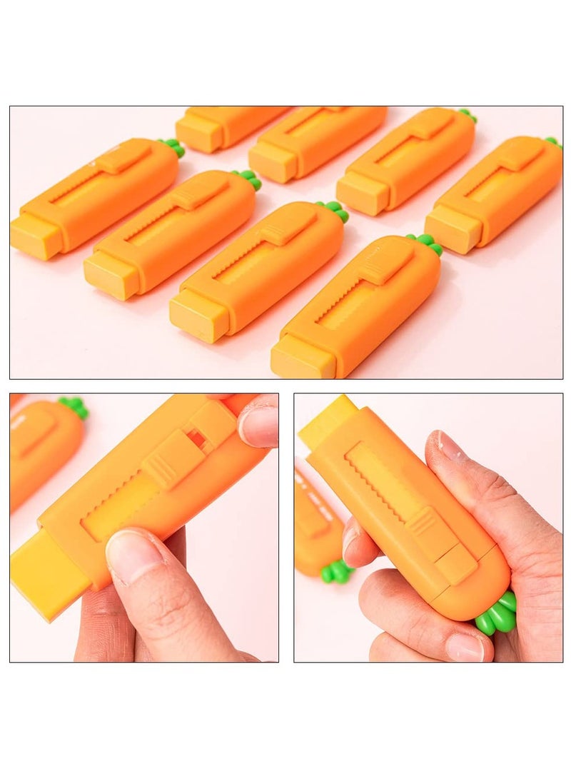 SOLARAE 4 Pcs Cute Erasers for Kids, Retractable Eraser Cute Carrot Erasers Rubber, Kawaii Push-Pull Eraser for Writing Drawing Office School Supplies - Image 5