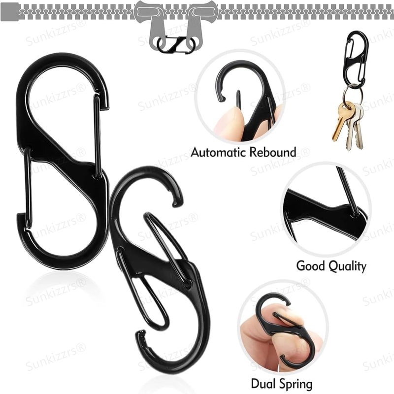 Sunkizzrs ® Dual Hook S Carabiners（40 MM, Pack of 10）—Quick Release Design Hooks Keychain—Multi-Purpose Snap Hooks—Zinc Alloy Anti Theft Zipper Carabiner Clips for Backpack,Camping,Gardening,Outdoor - Image 4