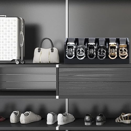 MinBoo صندوق تنظيم الأحزمة من مين بو، حامل أحزمة بـ 6 أقسام لخزانة الملابس والد drawers، منظم وعارض تخزين الأحزمة للرجال والنساء - Image 2