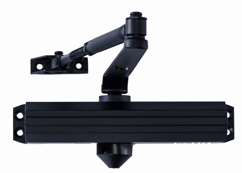 LYNN HARDWARE MediumHeavy Duty Commercial Door Closer DC7016 Surface Mounted Grade 1 ADA UL 3 Hour Fire Rated Adjustable Size 16 for entrances Aluminum storefronts US19 Matte Black
