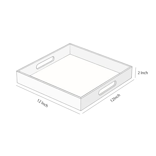 KEVJES Glossy Black Acrylic Serving Tray with Handles-Butler Trays for Coffee Table, Snacks,Breakfast in Bed, Kitchen Countertop,Vanity,Makeup Organizer,Ottoman (Black, 12x12 Inches) - Image 5