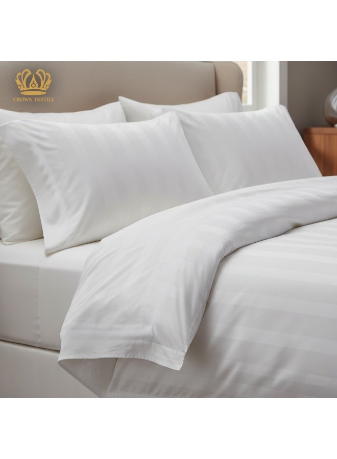 CROWN TEXTILE 5-piece hotel double quilt set, 3cm striped cotton fabric, microfiber filling, sheet size 160*200 - Image 2