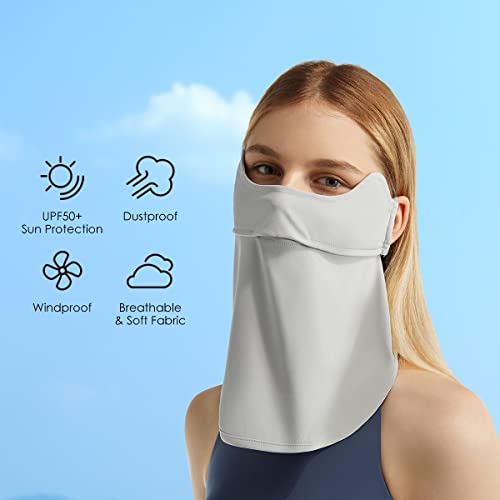 OHRAIN غطاء رقبة OHRAIN وشاح وجه لحماية من الشمس بلكلافا قماش باندانا مع حلقات للأذن 19SSF018، رمادي فاتح - Image 3