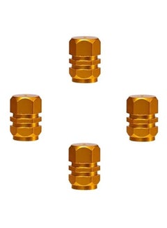 ORiTi 4-Piece Tire Stem Wheel Valve Covers Car Dustproof Tire Cap, Hexagon Shape Orange  - Image 1