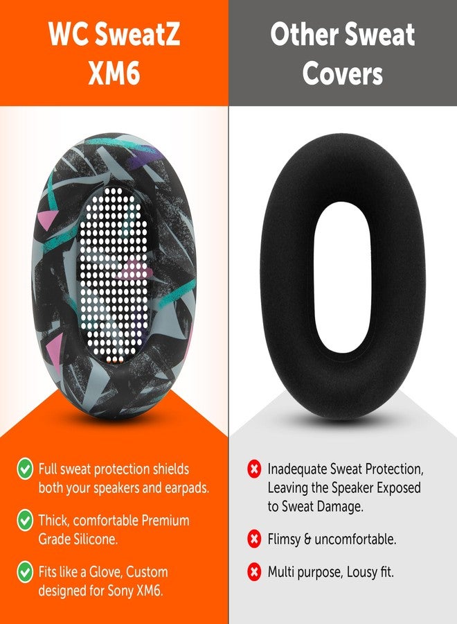 WC وسادات أذن WC SweatZ XM6 - وسادات أذن سيليكونية حاصلة على براءة اختراع لحماية الأذنين من العرق، متوافقة مع سماعات سوني WH-1000XM6 من Wicked Cushions | مقاومة للعرق وسهلة الغسل | أسود التسعينيات - Image 3