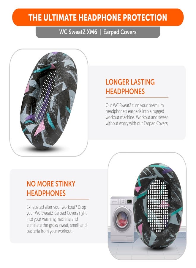 WC وسادات أذن WC SweatZ XM6 - وسادات أذن سيليكونية حاصلة على براءة اختراع لحماية الأذنين من العرق، متوافقة مع سماعات سوني WH-1000XM6 من Wicked Cushions | مقاومة للعرق وسهلة الغسل | أسود التسعينيات - Image 4