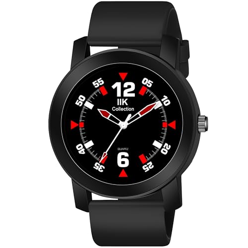IIK COLLECTION Watches Men Round Numerical Dial Men Watch Silicon Strap Long Battery Life Stainless Steel Bracelet Black Chain Adjustable Flexible Silicon Strap Watches Boys. - Analogue - Image 1