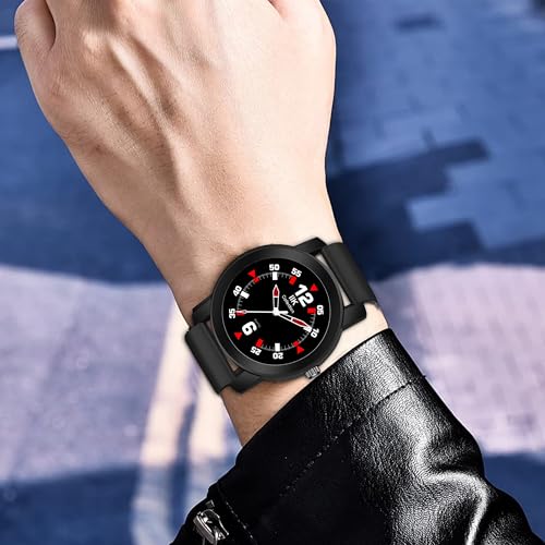 IIK COLLECTION Watches Men Round Numerical Dial Men Watch Silicon Strap Long Battery Life Stainless Steel Bracelet Black Chain Adjustable Flexible Silicon Strap Watches Boys. - Analogue - Image 3