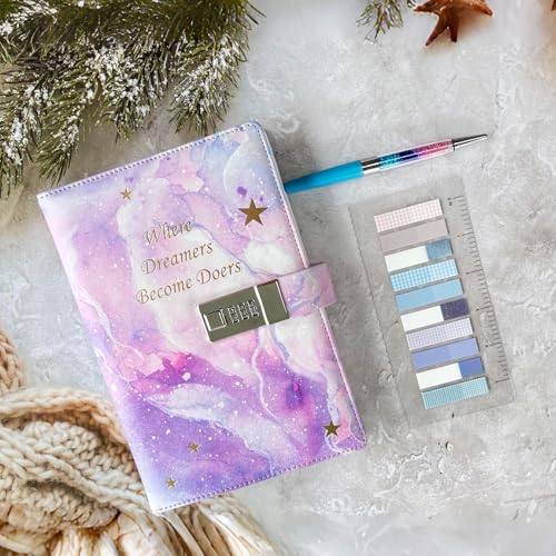 Kutoda Diary with Lock, 192 Pages College Ruled Journal with lock, A5 Secret Lock Journal with Pen and Color Notes for Girls Ages 8-12, Birthday Gifts for Girls, Purple - Image 3