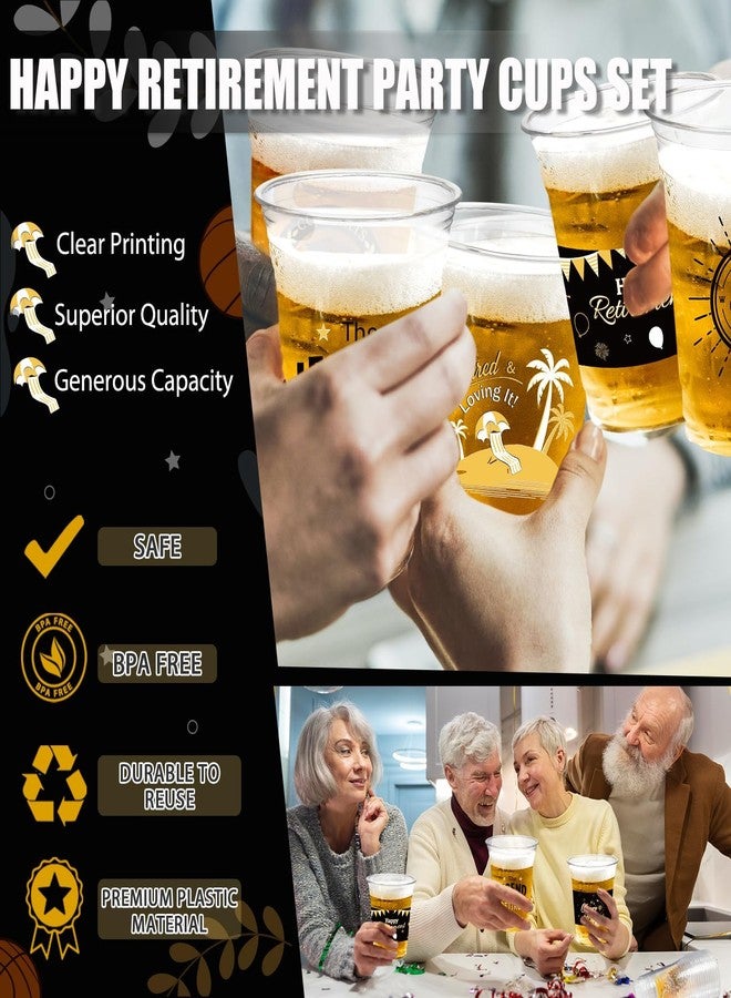 CUPLOOV Retirement Party Decoration Cups, 50pcs 16 Oz Plastic Clear Drinking Cups for Retirement Party Supplies Favors Women Men Snack Cup Bulk - Image 5
