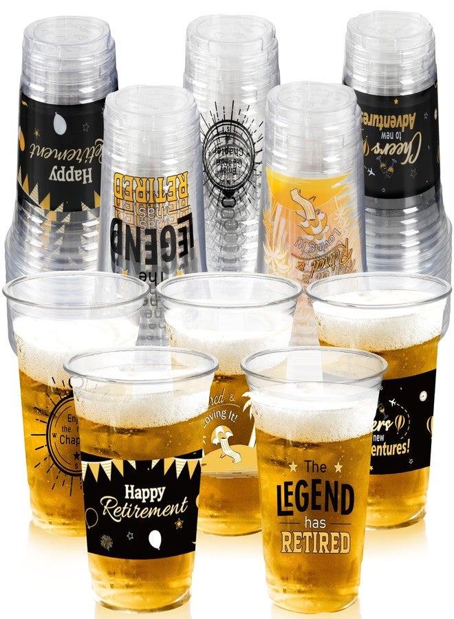 CUPLOOV Retirement Party Decoration Cups, 50pcs 16 Oz Plastic Clear Drinking Cups for Retirement Party Supplies Favors Women Men Snack Cup Bulk - Image 1
