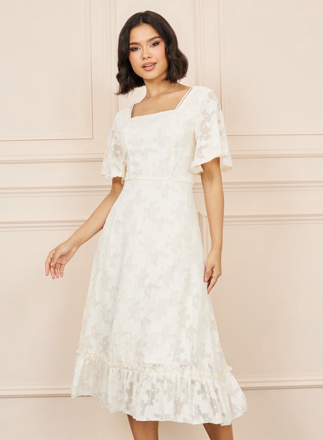 Styli Lace Flutter Sleeve Dress  - Image 2
