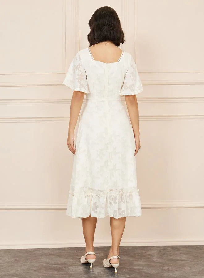 Styli Lace Flutter Sleeve Dress