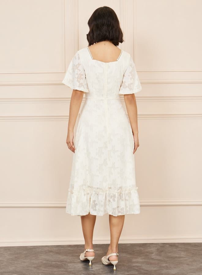 Styli Lace Flutter Sleeve Dress  - Image 4