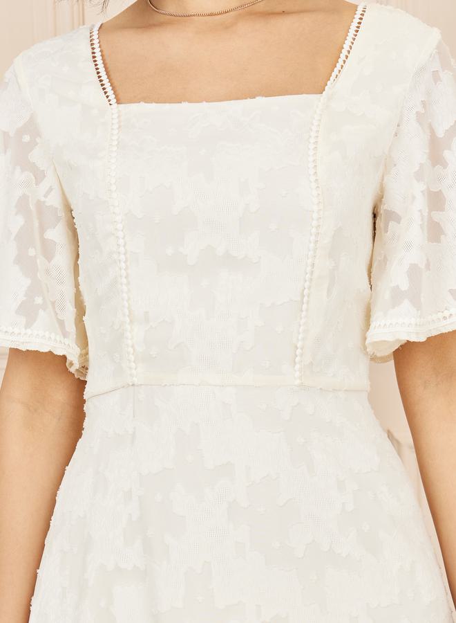 Styli Lace Flutter Sleeve Dress  - Image 3