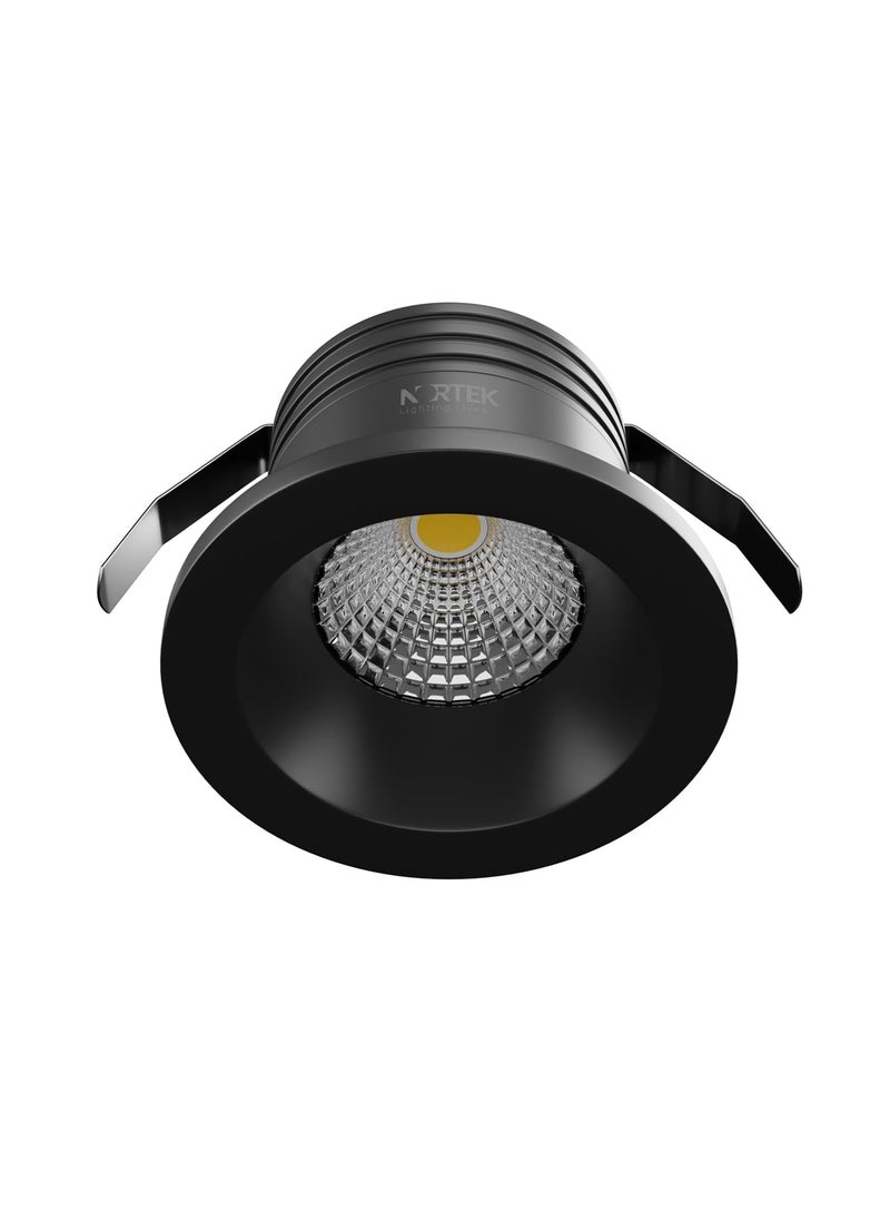 Nortek Nortek Prima 3W LED Cob Downlight Round Recessed Focus Lights for Ceiling Ideal for Shelves Mandir Cabinet Wardrobe Home Decor Lighting Black Body Warm White Pack of 5  - Image 2