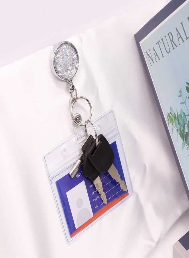 Boutilon Retractable Badge Holder, Retractable Badge Reels,Lightweight Plastic Badge Reel Card Holder with Key Ring Backing Belt Clip for Nurse,Volunteer,Teacher,Student(1 Pack Silver) - Image 4