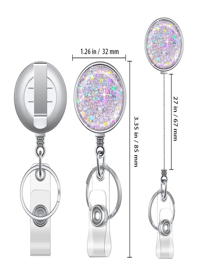 Boutilon Retractable Badge Holder, Retractable Badge Reels,Lightweight Plastic Badge Reel Card Holder with Key Ring Backing Belt Clip for Nurse,Volunteer,Teacher,Student(1 Pack Silver) - Image 2
