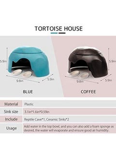 TINTON LIFE TINTON LIFE Reptile Hideouts Box with 2 Ceramic Sinks to Increase Humidity Terrarium Reptile Hide Habitat Humidify Cave for Turtle Lizard Tortoise Amphibians Snake, 9.8x5.9x5.9 Coffee  - Image 3
