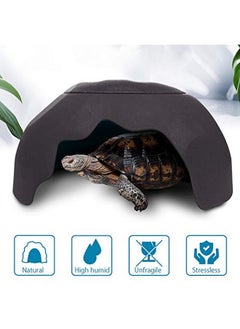 TINTON LIFE TINTON LIFE Reptile Hideouts Box with 2 Ceramic Sinks to Increase Humidity Terrarium Reptile Hide Habitat Humidify Cave for Turtle Lizard Tortoise Amphibians Snake, 9.8x5.9x5.9 Coffee  - Image 4