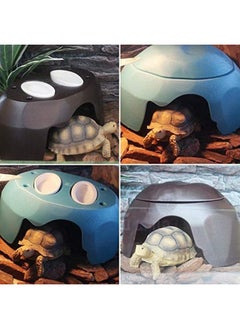 TINTON LIFE TINTON LIFE Reptile Hideouts Box with 2 Ceramic Sinks to Increase Humidity Terrarium Reptile Hide Habitat Humidify Cave for Turtle Lizard Tortoise Amphibians Snake, 9.8x5.9x5.9 Coffee  - Image 2