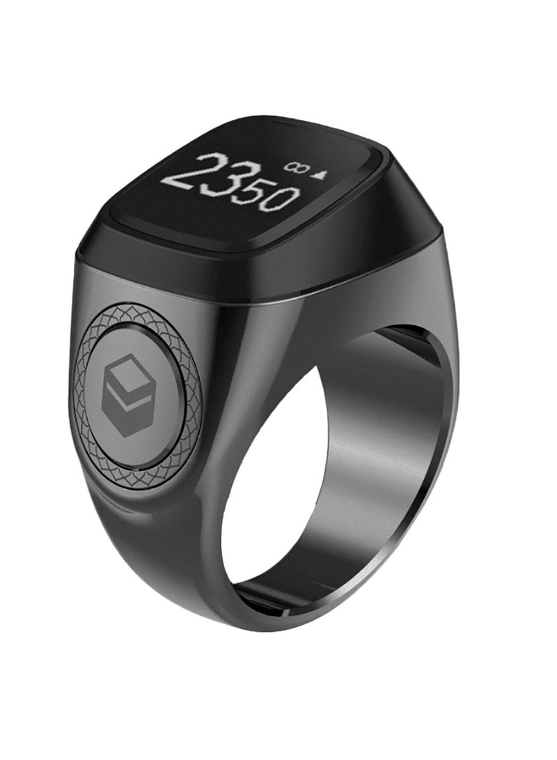iQIBLA Smart Tasbih Zikr Ring OLED Display 0.42" Metal Smart Ring App Operated Tasbih Counter Prayer Reminder Technology 5 Prayer Time Reminders iQibla Smart Zikr Ring M02 Metal Smart Zikr Ring Long Battery Backup 20MM Space Grey - Image 1