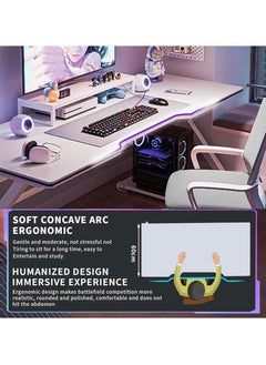 AIWANTO Ergonomic Large Gaming Desk Computer Desk K-Shaped Gaming Table PC Gaming Workstation Home Office Desks Space-saving Easy to Assemble 140x60x75cm White  - Image 2